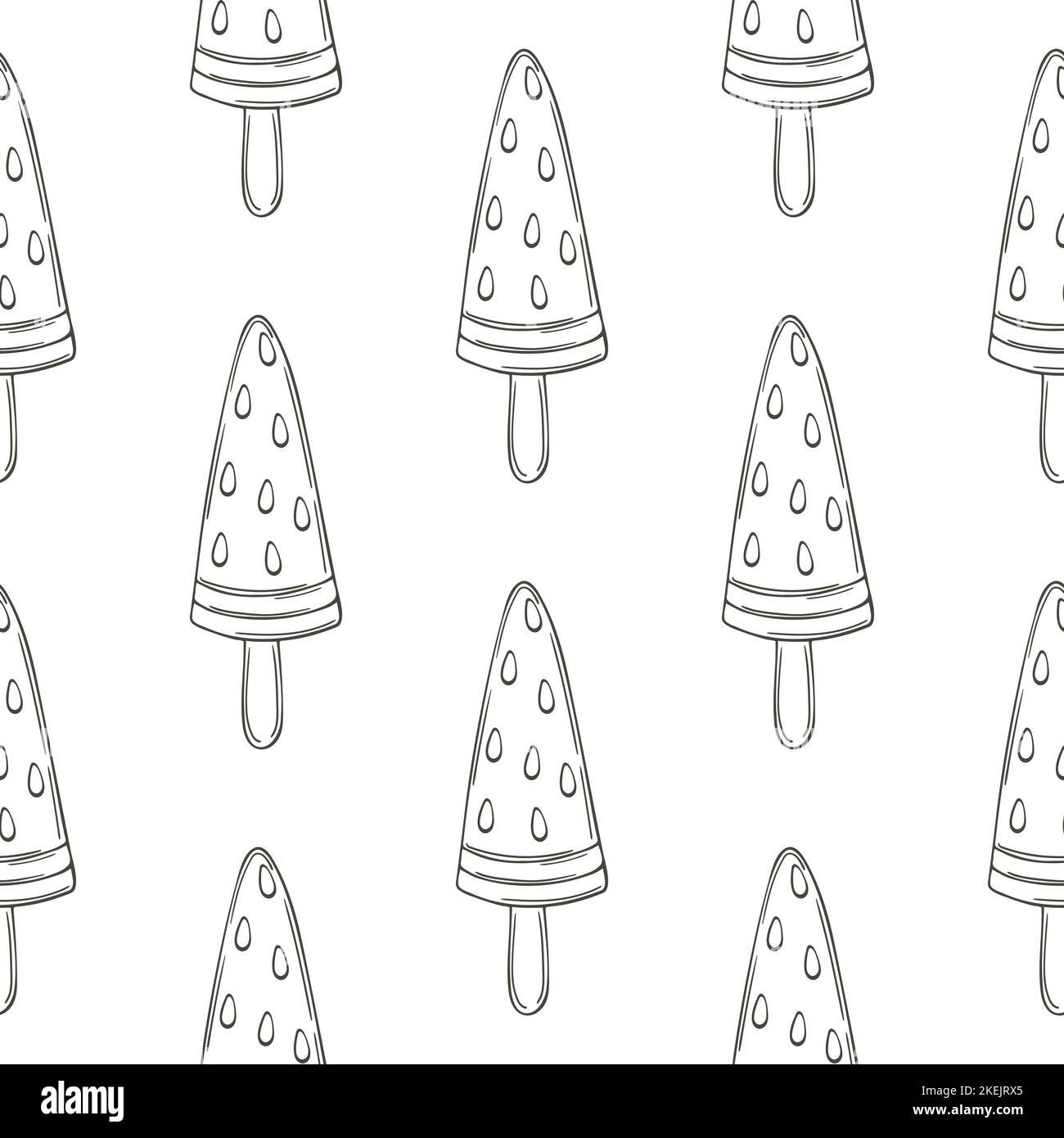 Summer. Coloring ice cream seamless pattern. Wonderful bright pattern with sweet watermelon dessert. Print for cloth design Stock Vector
