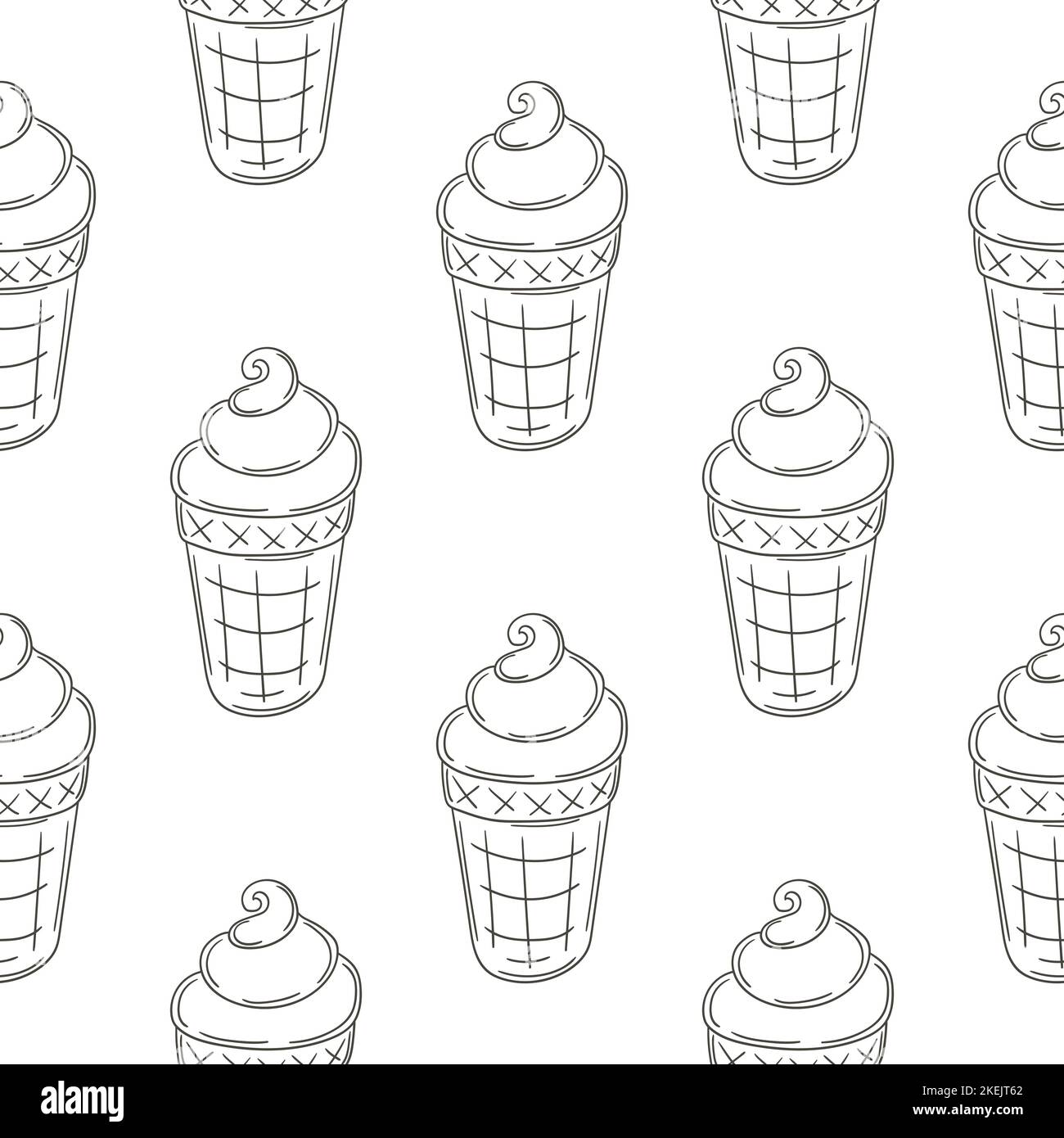 Cute ice cream seamless pattern. Wonderful bright pattern with cold blue dessert. Summer. Print for design Stock Vector