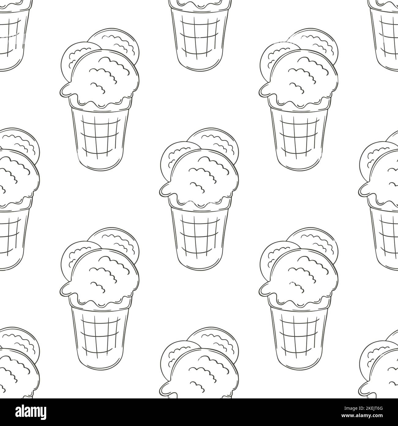 Summer. Coloring ice cream seamless pattern. Wonderful pattern with a cold dessert Stock Vector