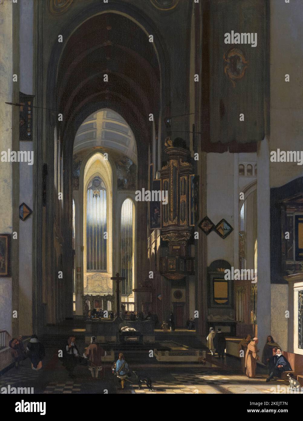 Emanuel de Witte painting, Interior of an Imaginary Catholic Church, oil on canvas, 1668 Stock Photo