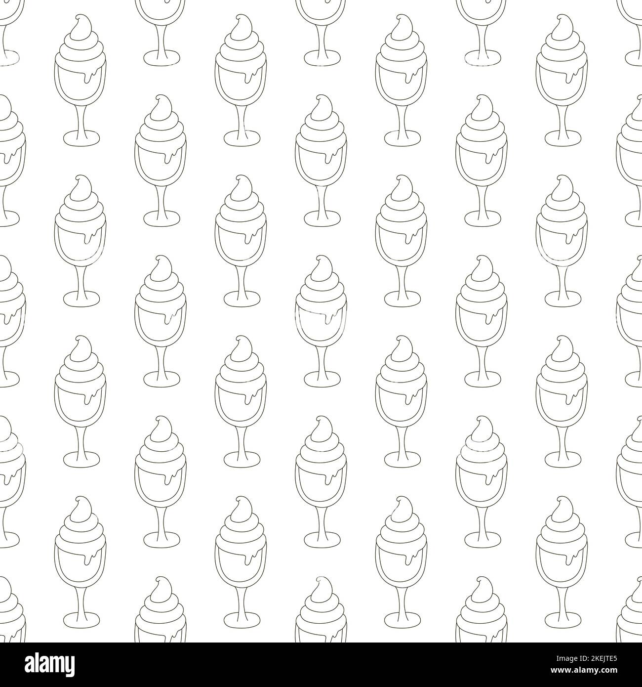 Coloring pattern with cold dessert. Ice cream cocktails seamless