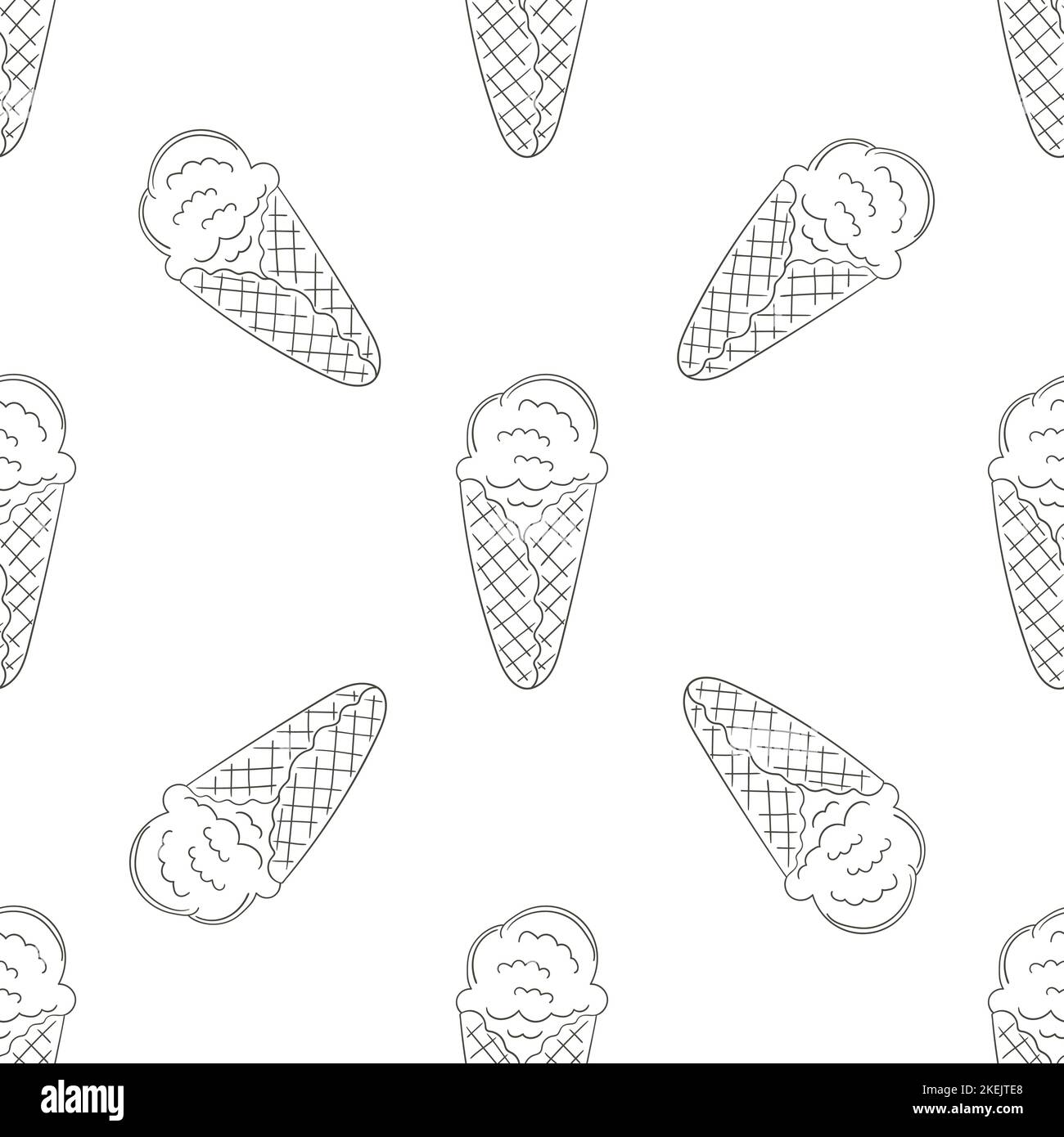Summer. Coloring ice cream seamless pattern. Wonderful bright pattern with sweet cold dessert. Print for cloth design, textile Stock Vector