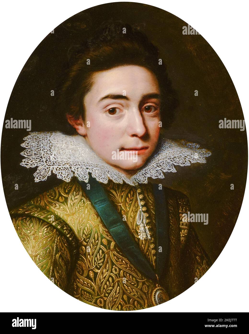 Friedrich V (1596-1632), Elector Palatine and King of Bohemia, portrait painting in oil on copper by Michiel Jansz. van Mierevelt, 1613 Stock Photo