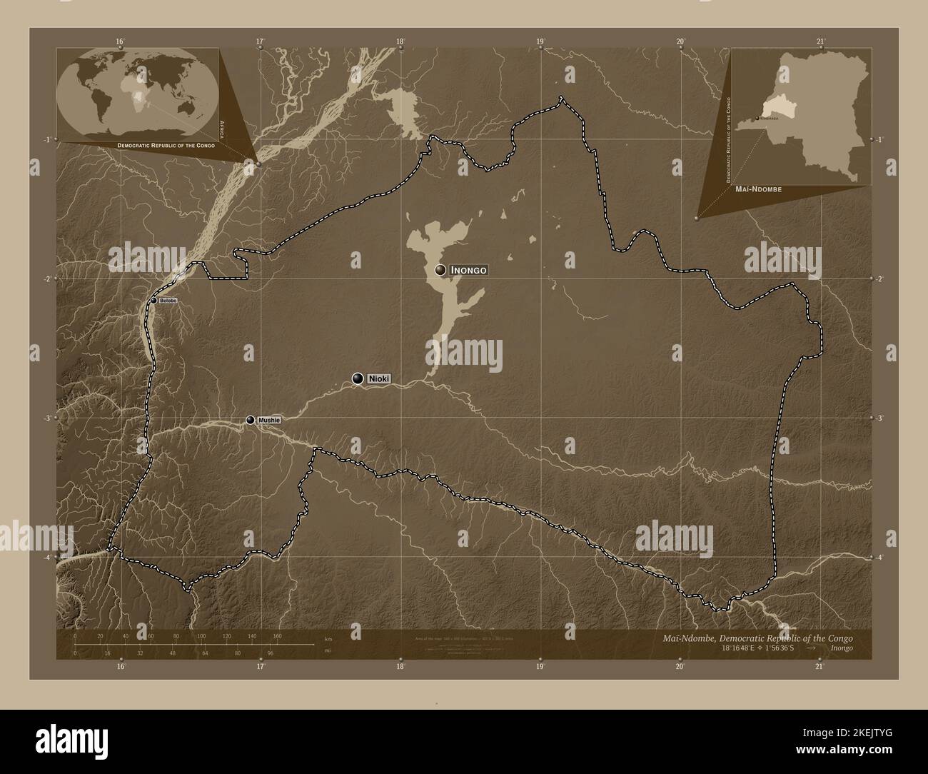 Engombe Mapa Rd Mai-Ndombe, province of Democratic Republic of the Congo. Elevation map ...