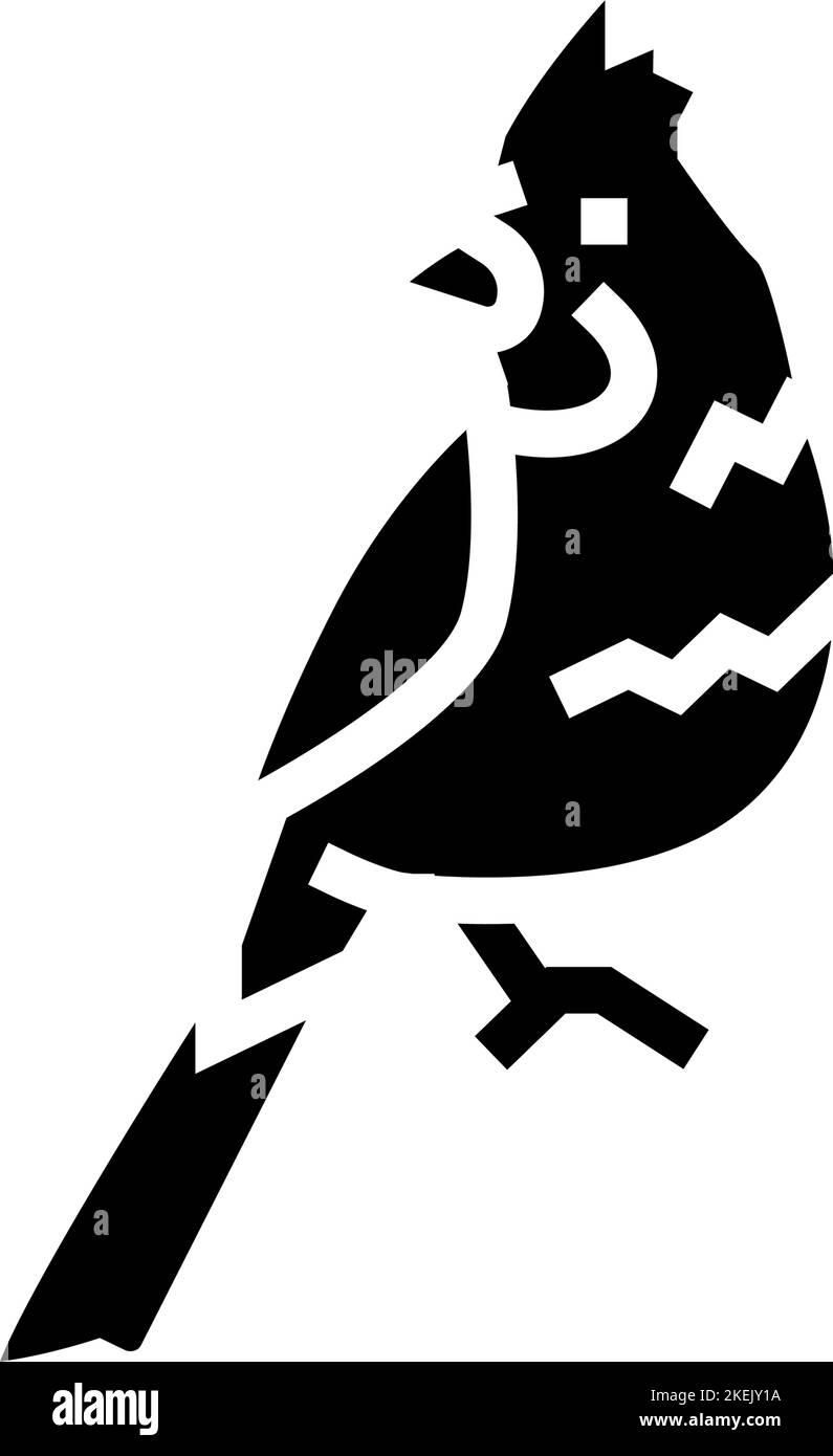 northern cardinal bird exotic glyph icon vector illustration Stock