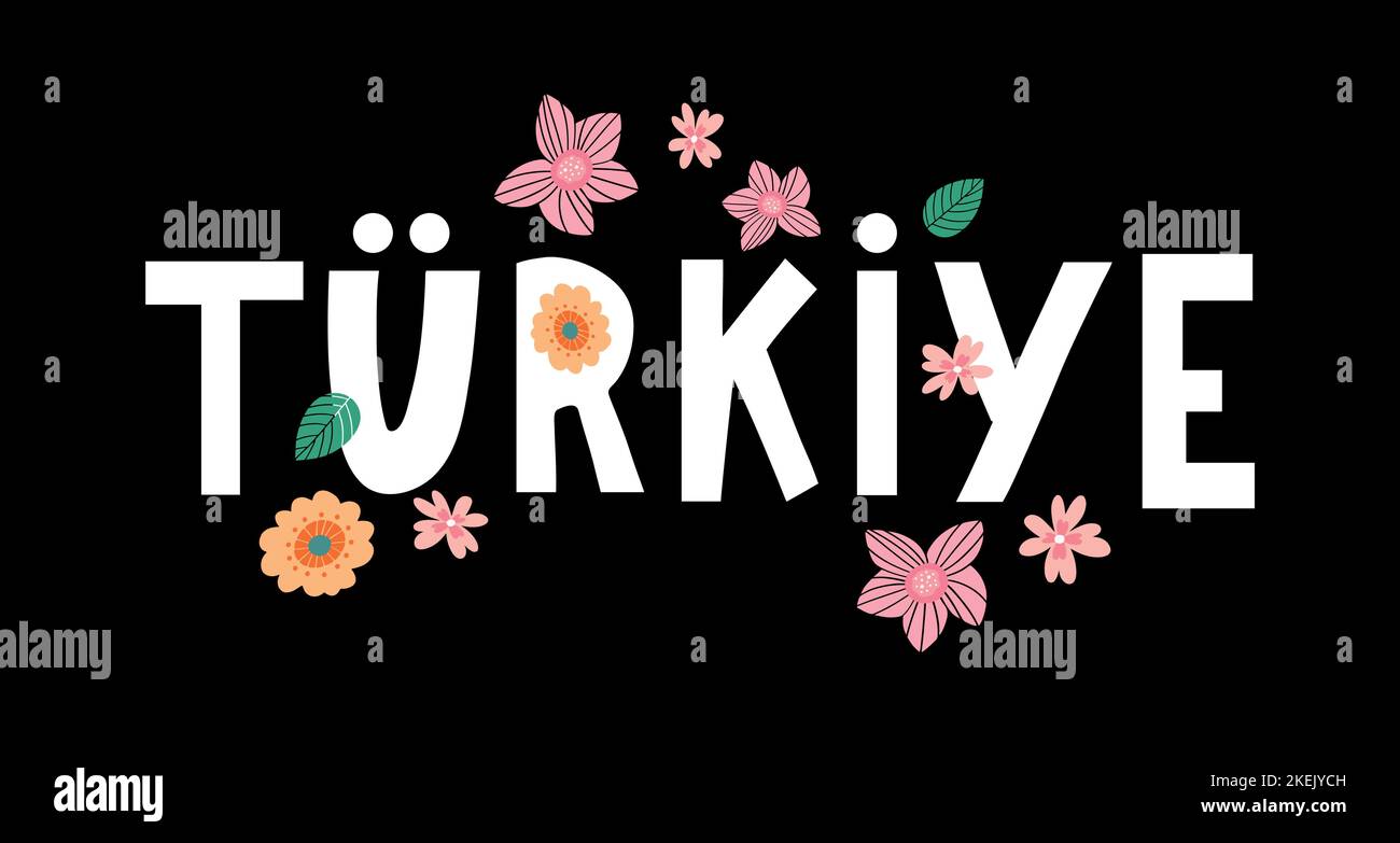 Turkey Lettering. Handwritten name of the country. Vector design ...