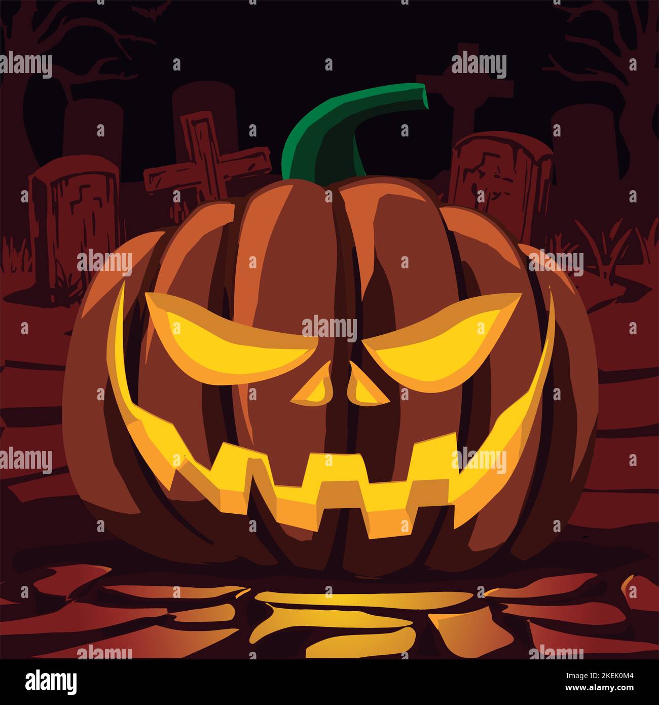 Halloween pumpkin. Cartoon orange pumpkin with a smile, funny face. The main symbol of Halloween, autumn holidays. Stock Vector