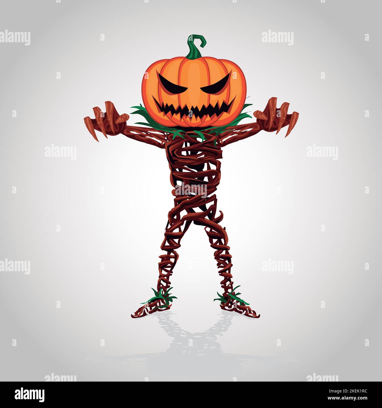 Halloween pumpkin. Cartoon orange pumpkin with a spooky smile, funny face. jack body, The main symbol of Halloween, autumn holidays. Stock Vector