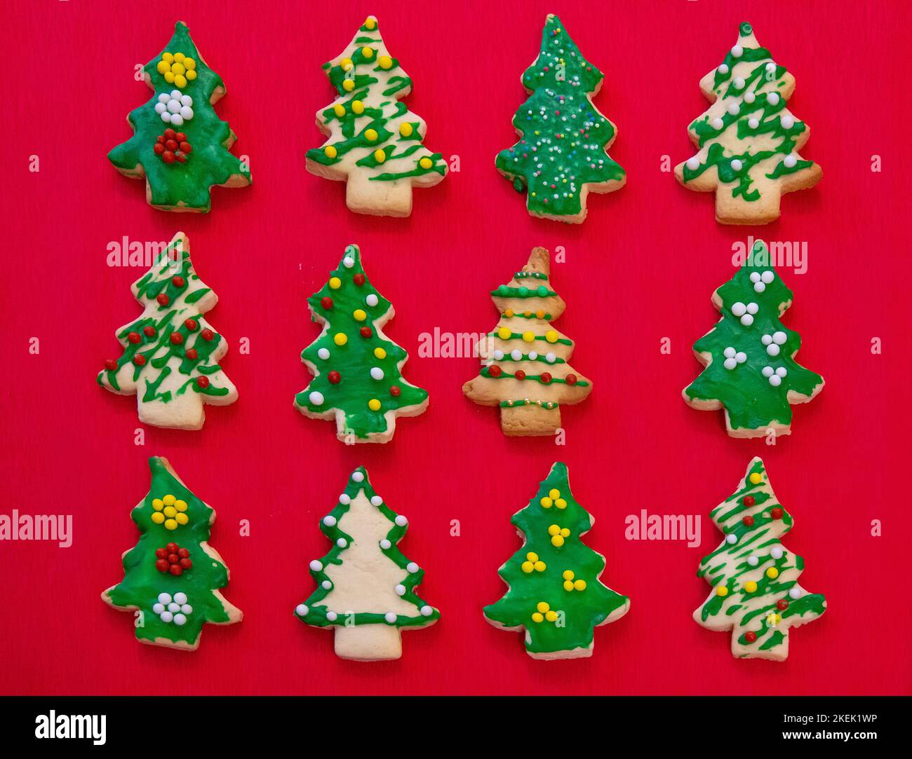 Gingerbread cookies on the red background Stock Photo