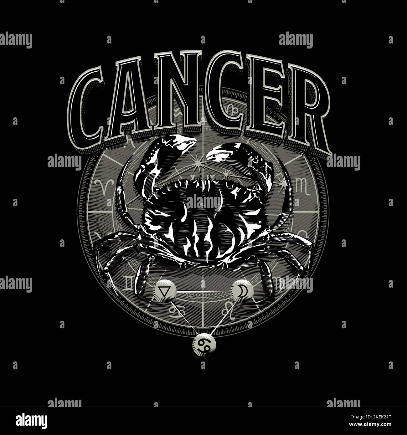 Astrology zodiac Cancer horoscope symbol in circle Stock Vector