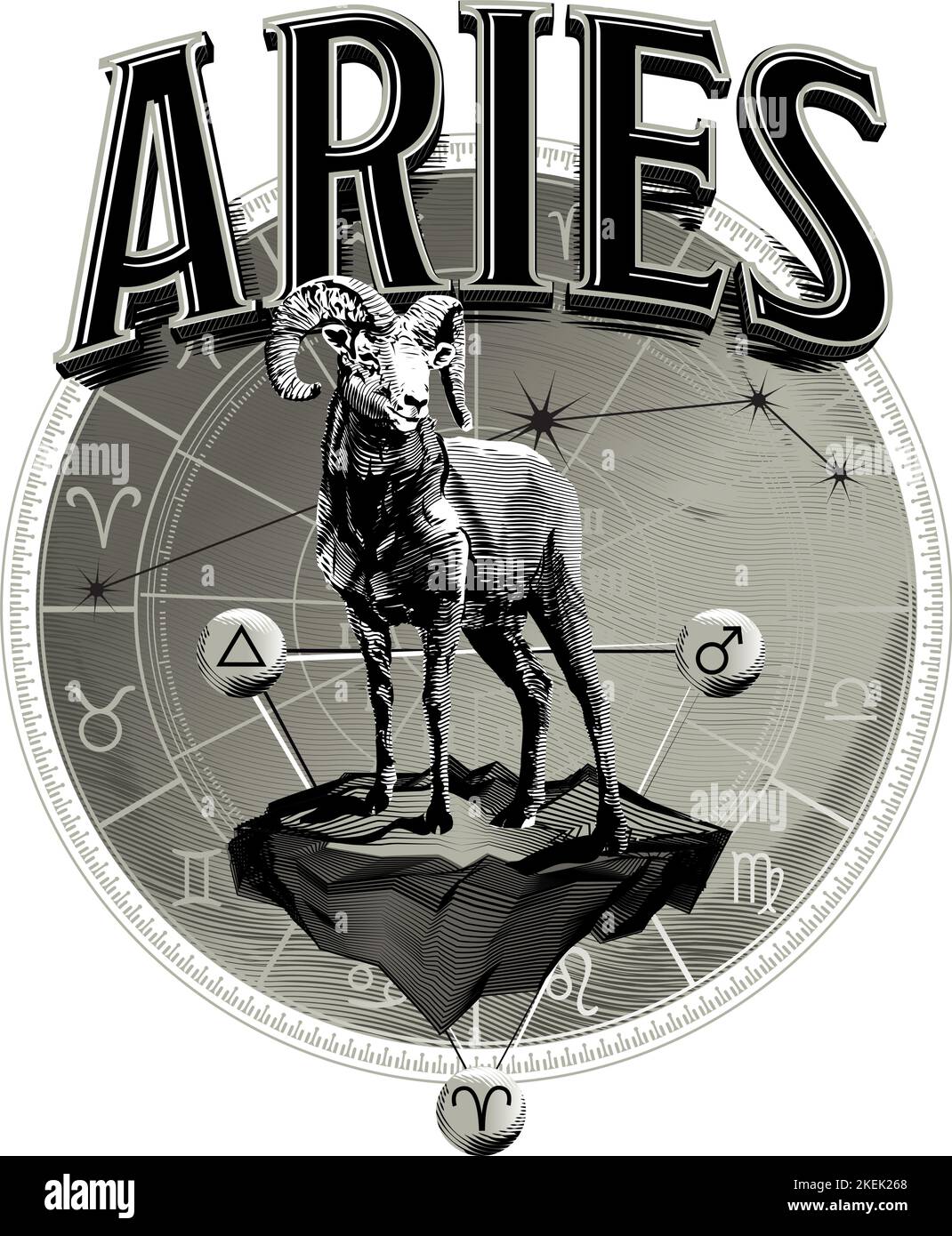 Astrology zodiac Aries horoscope symbol in circle Stock Vector Image