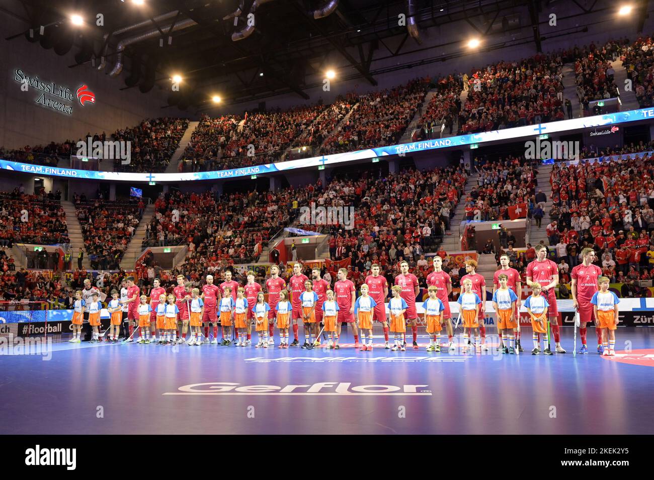 November 13, 2022, Zurich, Swiss Life Arena, Floorball World Championship 2022 Finland - Switzerland, team Switzerland before the game