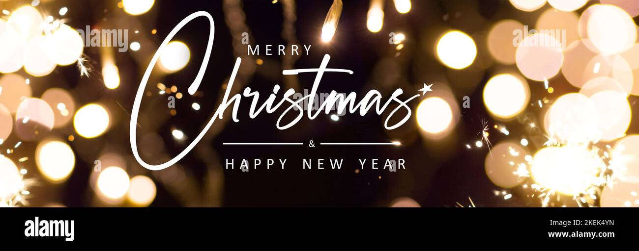 Christmas light background, banner, frame, header, background or greeting card design. Stock Photo