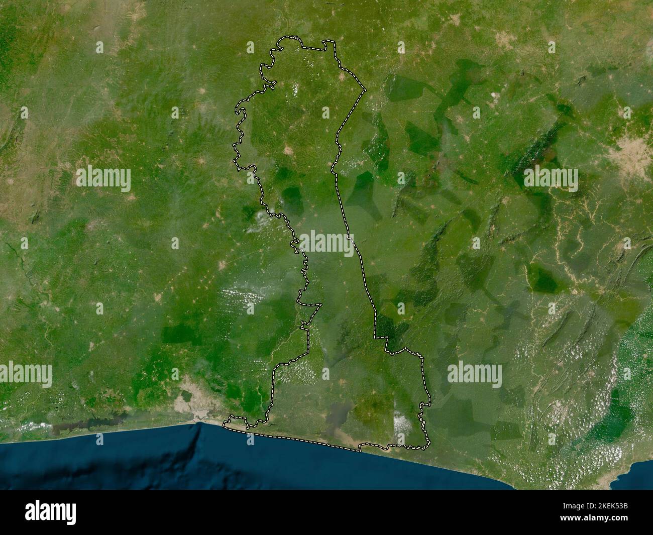 Comoe, district of Cote d'Ivoire. Low resolution satellite map Stock ...
