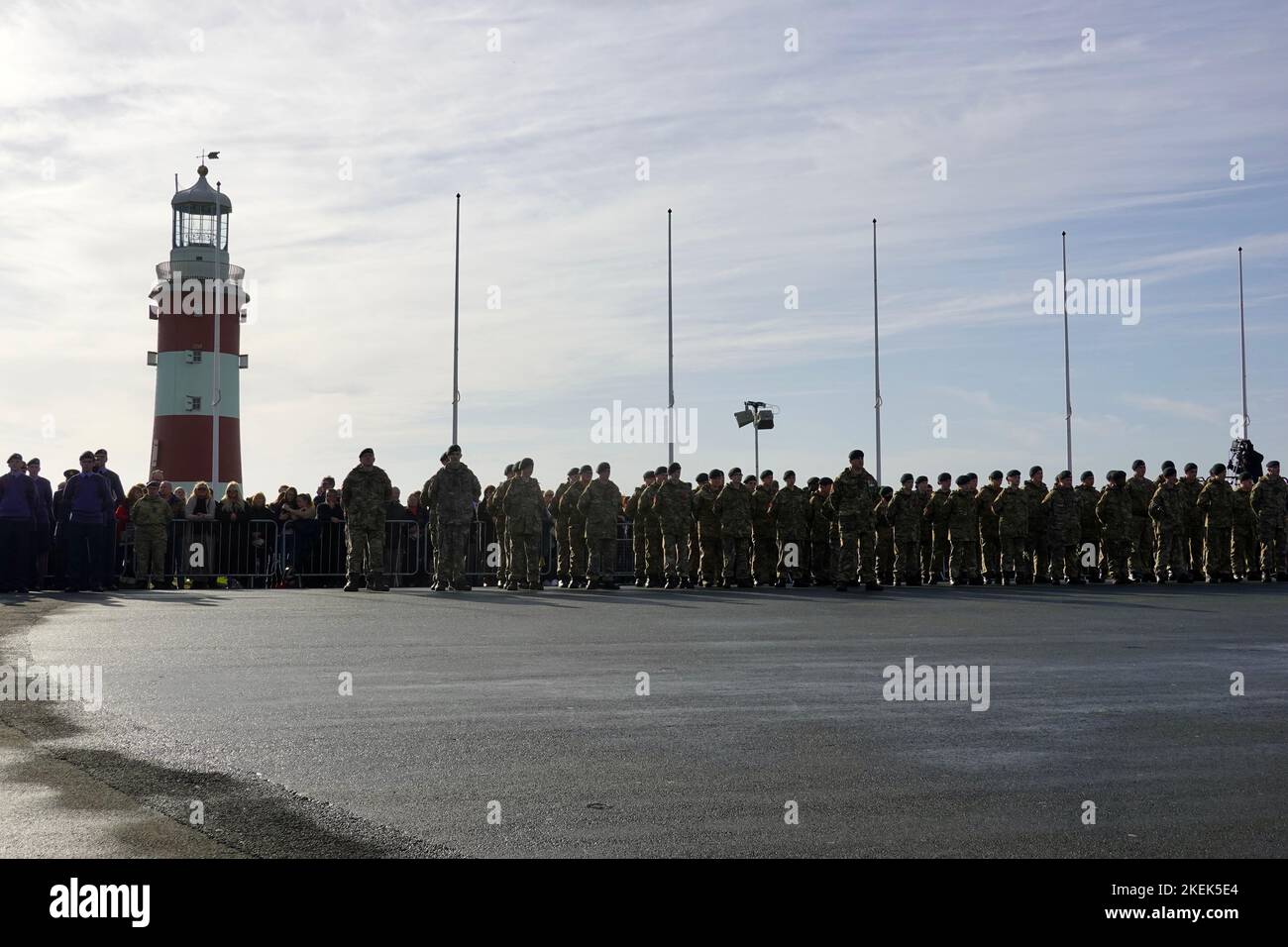 Plymouth, UK. 13th Nov, 2022. Remembrance Day Service, Royal Naval War Memorial, Plymouth Hoe. Credit: Julian Kemp/Alamy Live News Stock Photo