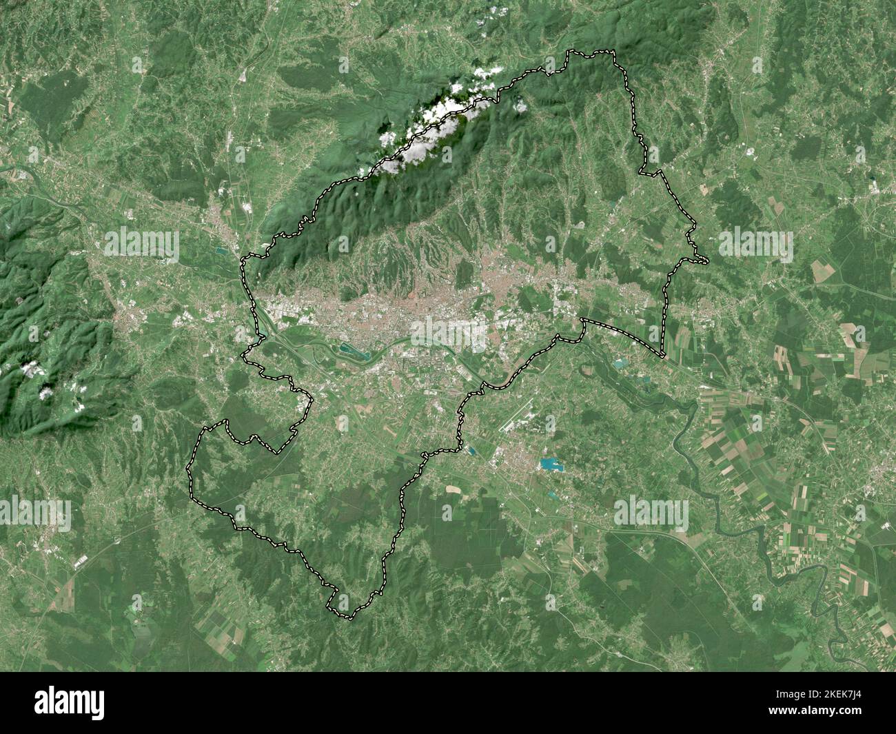 Grad Zagreb, city of Croatia. High resolution satellite map Stock Photo