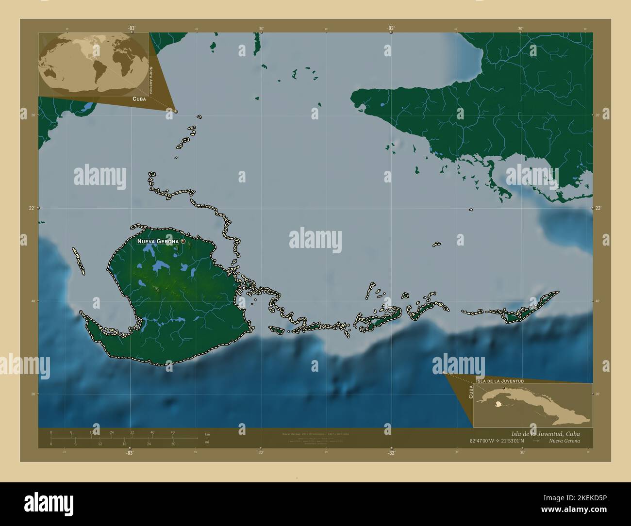 Isla de la juventud map hi-res stock photography and images - Alamy