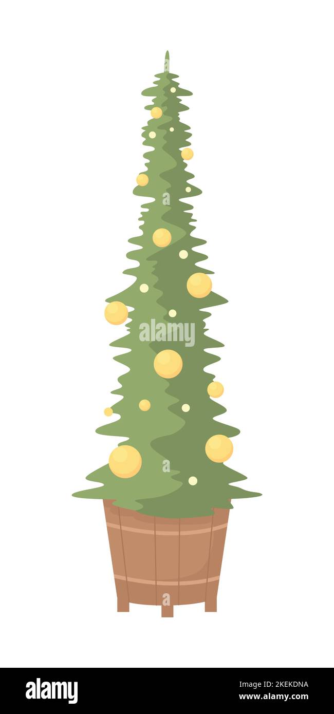 Extraordinary christmas tree semi flat color vector object Stock Vector