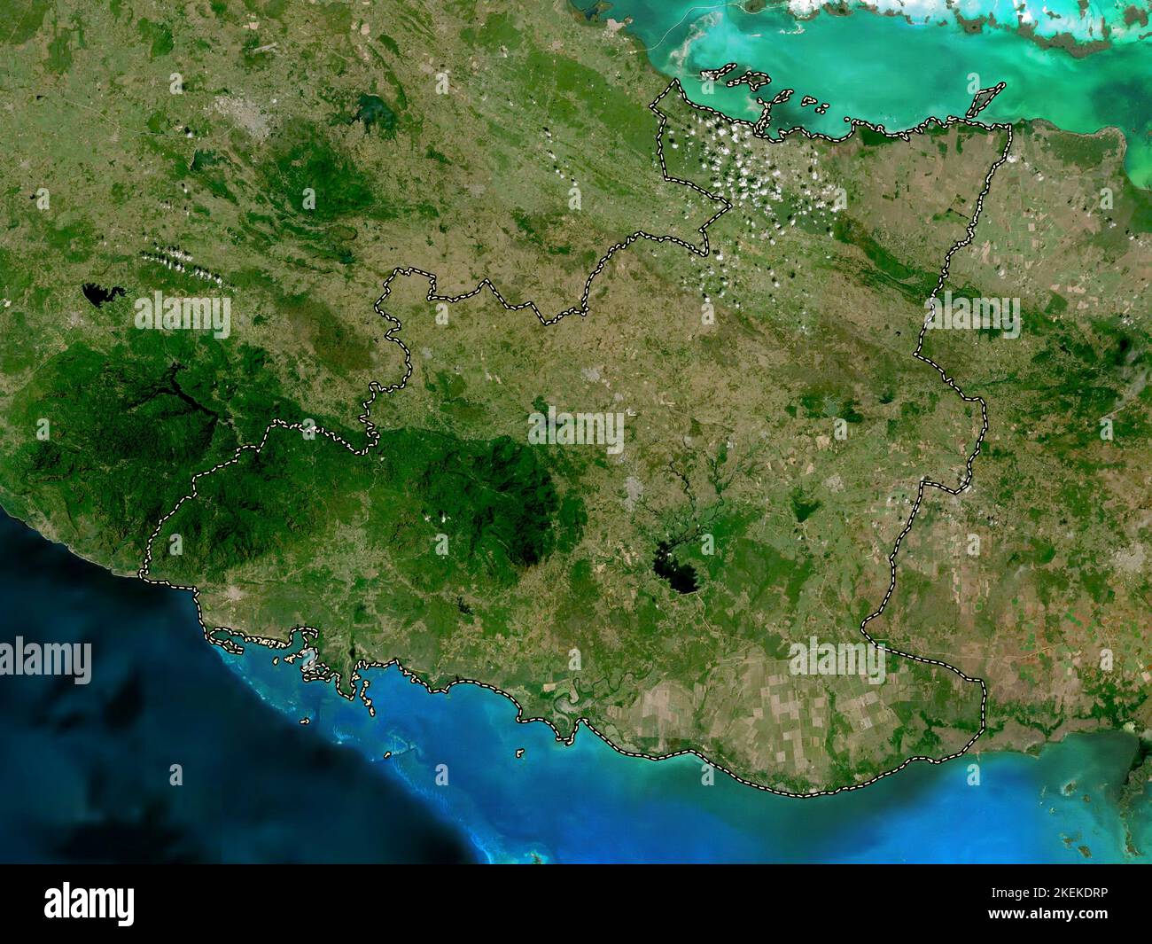 Sancti Spiritus, province of Cuba. Low resolution satellite map Stock