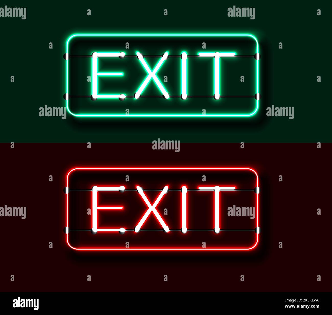 realistic vector illustration banner. Exit sign in red and green