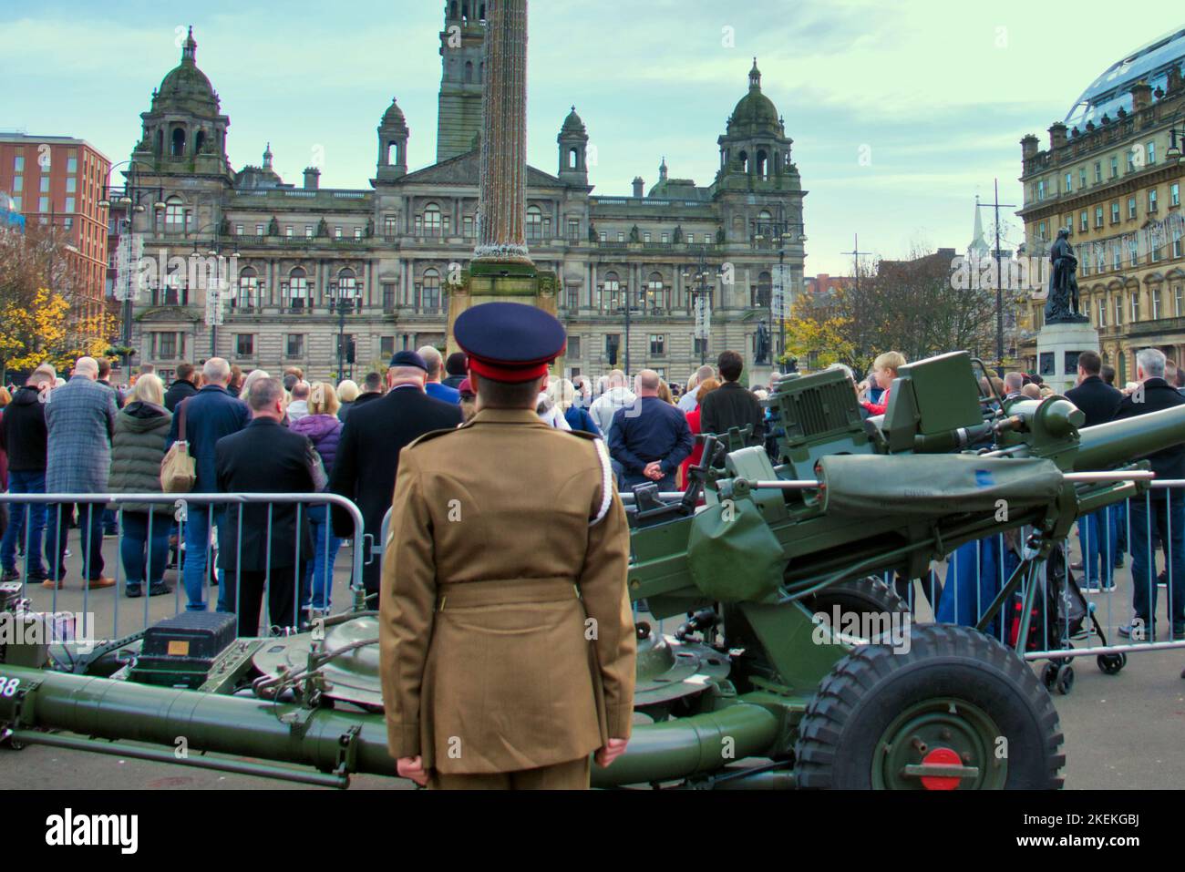 Glasgow, Scotland, UK 13th November, 2022. Armistice Sunday scenes in george square as the cenotaph saw the various services present in front of a huge crowd. Credit Gerard Ferry/Alamy Live News Stock Photo