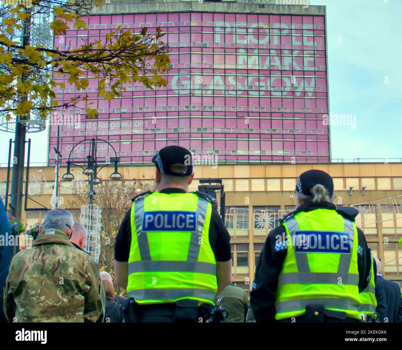 Glasgow, Scotland, UK 13th November, 2022. Armistice Sunday scenes in george square as the cenotaph saw the various services present in front of a huge crowd. Credit Gerard Ferry/Alamy Live News Stock Photo