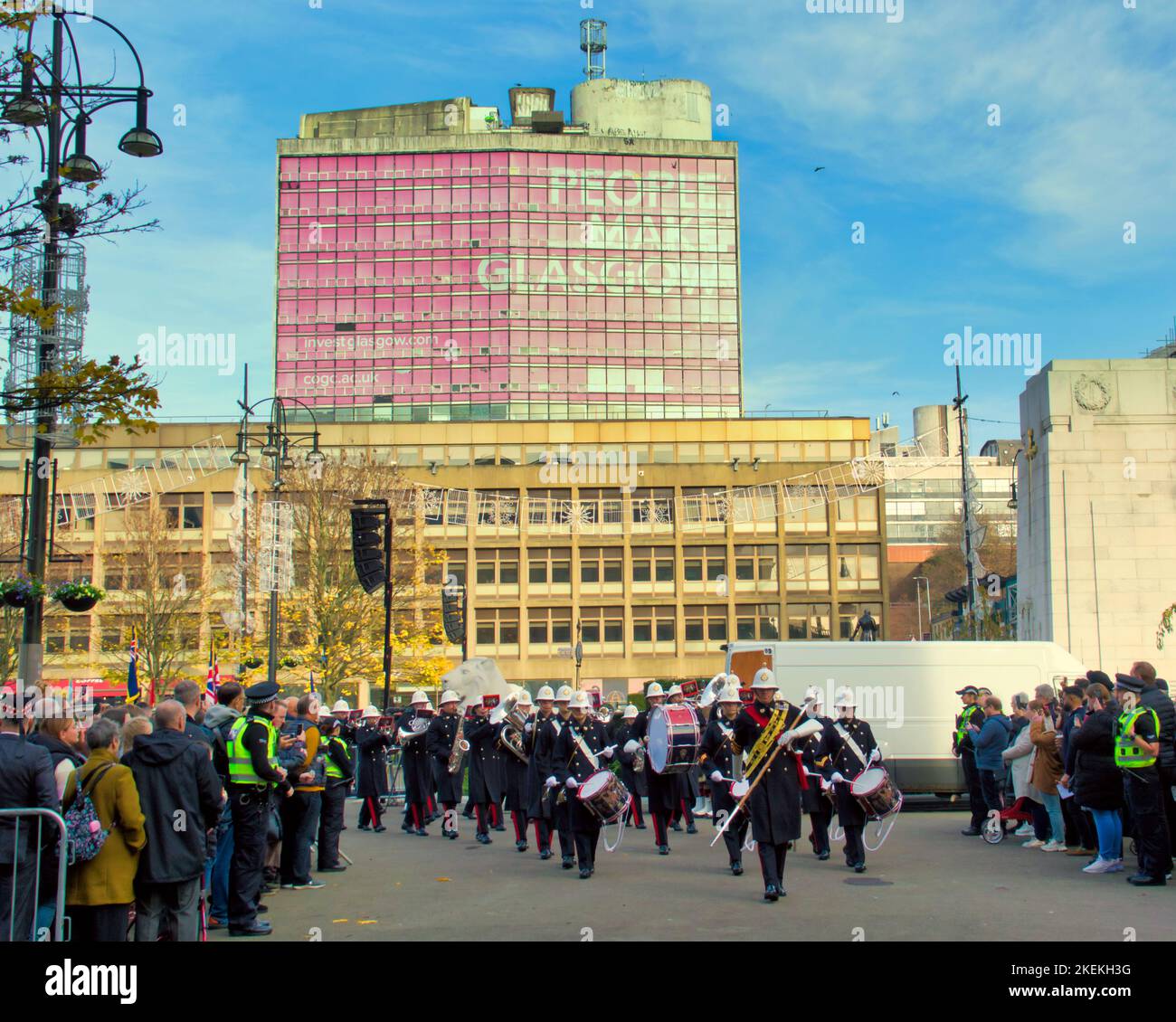 Glasgow, Scotland, UK 13th November, 2022. Armistice Sunday scenes in george square as the cenotaph saw the various services present in front of a huge crowd. Credit Gerard Ferry/Alamy Live News Stock Photo