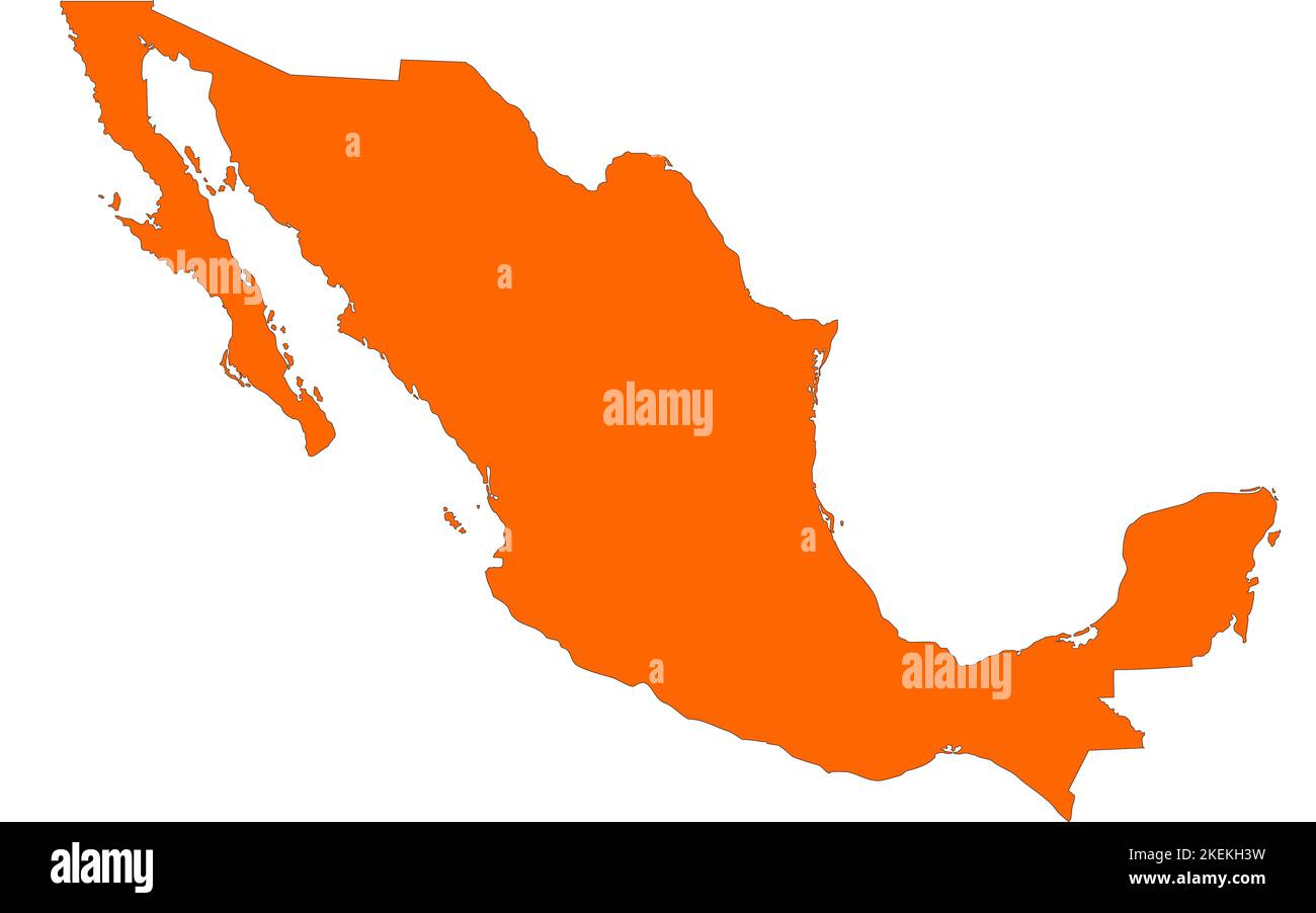 Map of Mexico filled with orange color Stock Photo Alamy