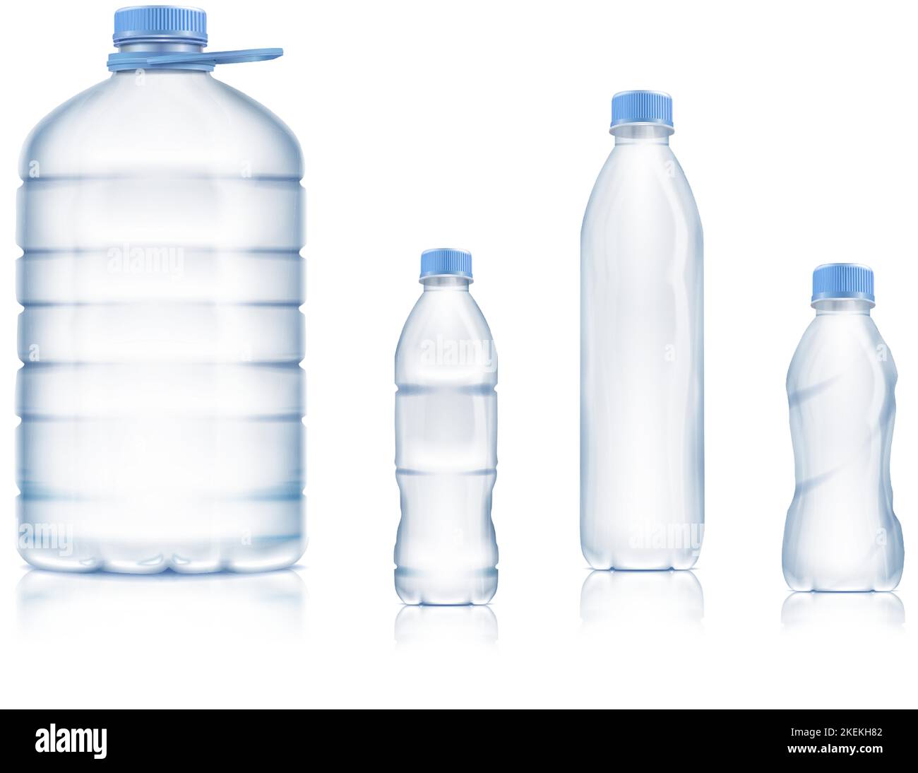 realistic vector icon set. Plastic bottles collection. Big, small and ...