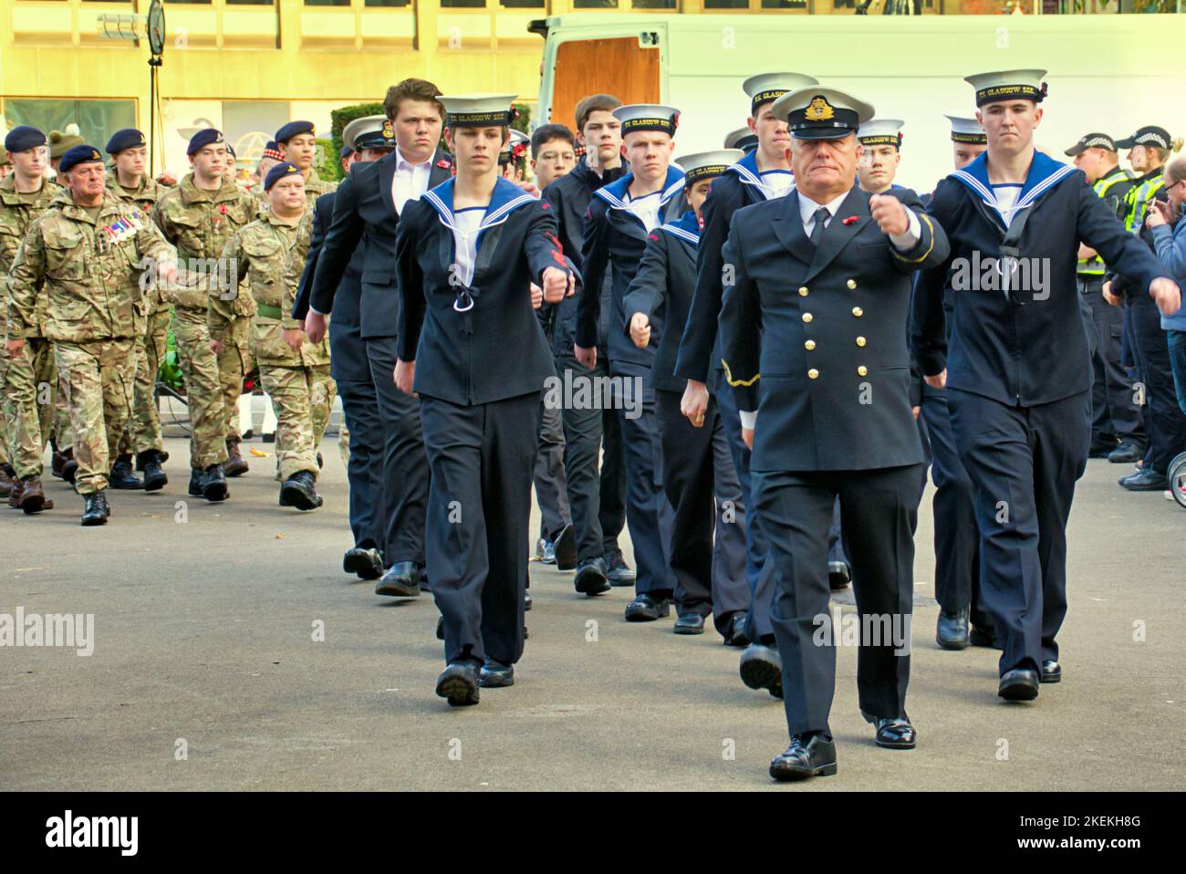 Glasgow, Scotland, UK 13th November, 2022. Armistice Sunday scenes in george square as the cenotaph saw the various services present in front of a huge crowd. Credit Gerard Ferry/Alamy Live News Stock Photo