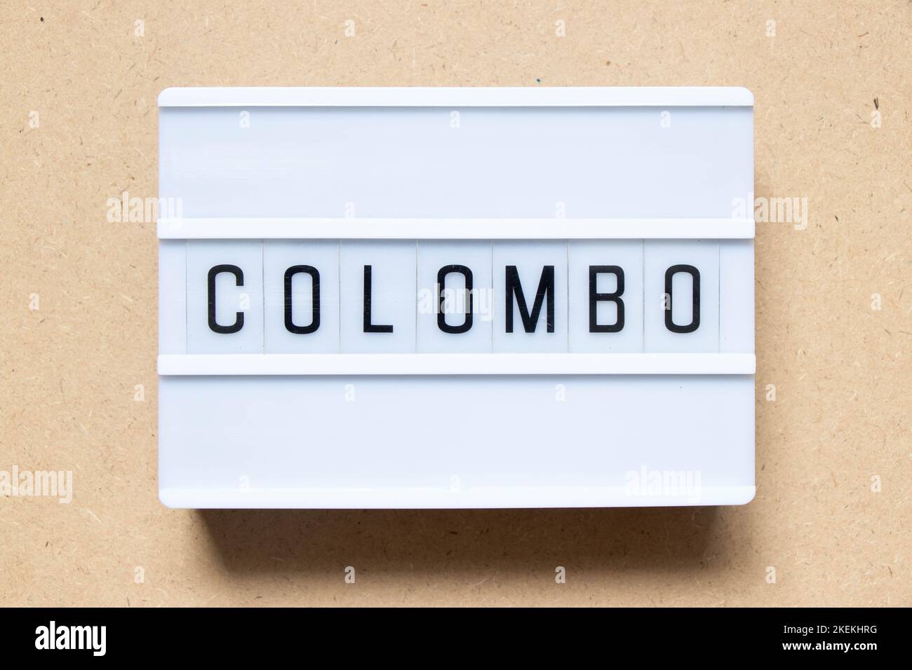 Lightbox with word colombo on wood background Stock Photo