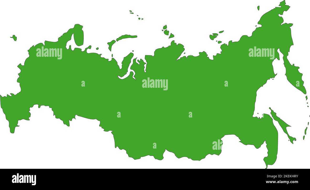 Map of Russia filled with green color Stock Photo