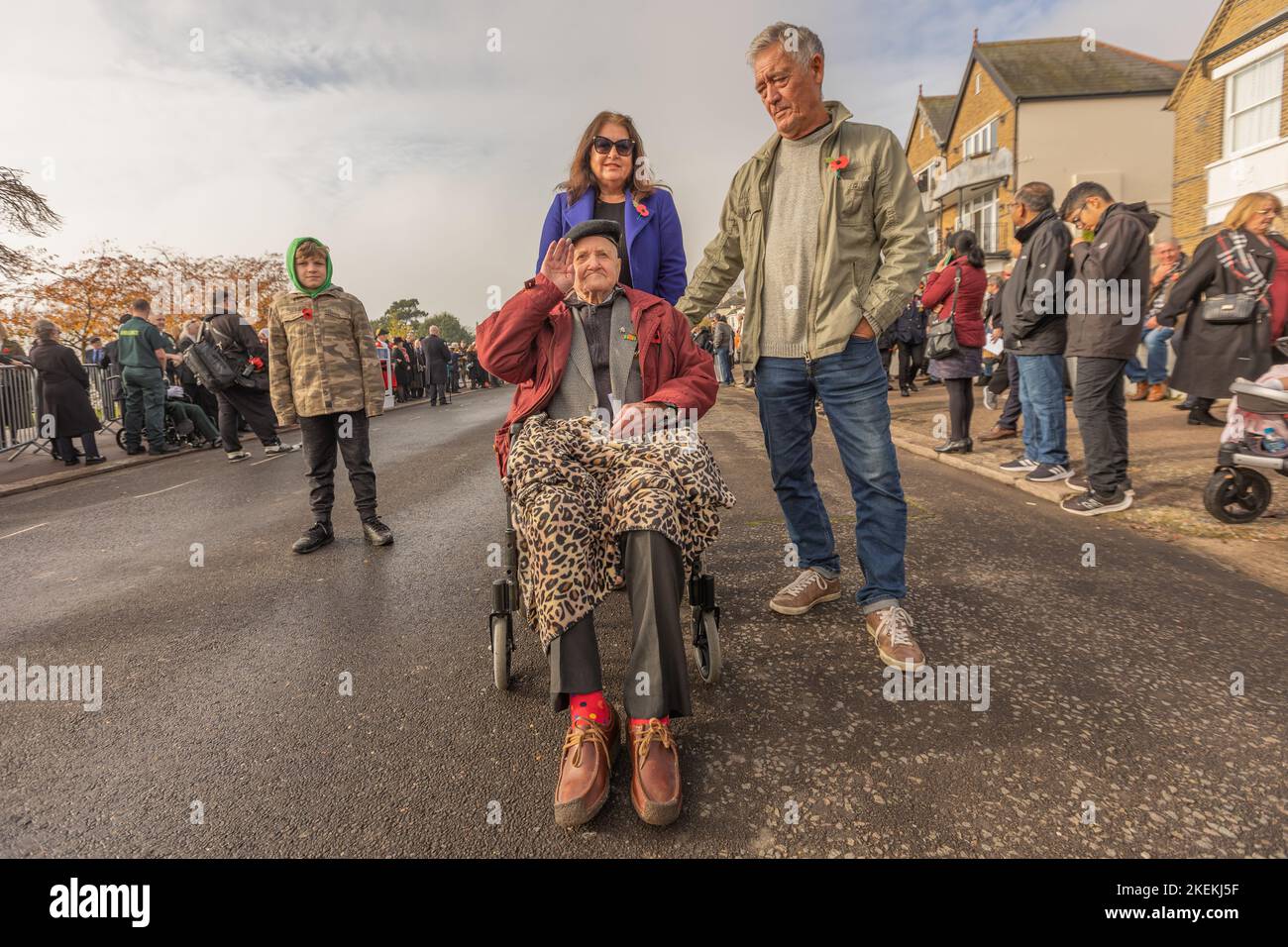 Southend on Sea, UK. 13th Nov, 2022.  99 year old Earnest Crump with his family. Earnest served with the Home Guard in Shoeburyness during the Second World War. Penelope Barritt/Alamy Live News Stock Photo