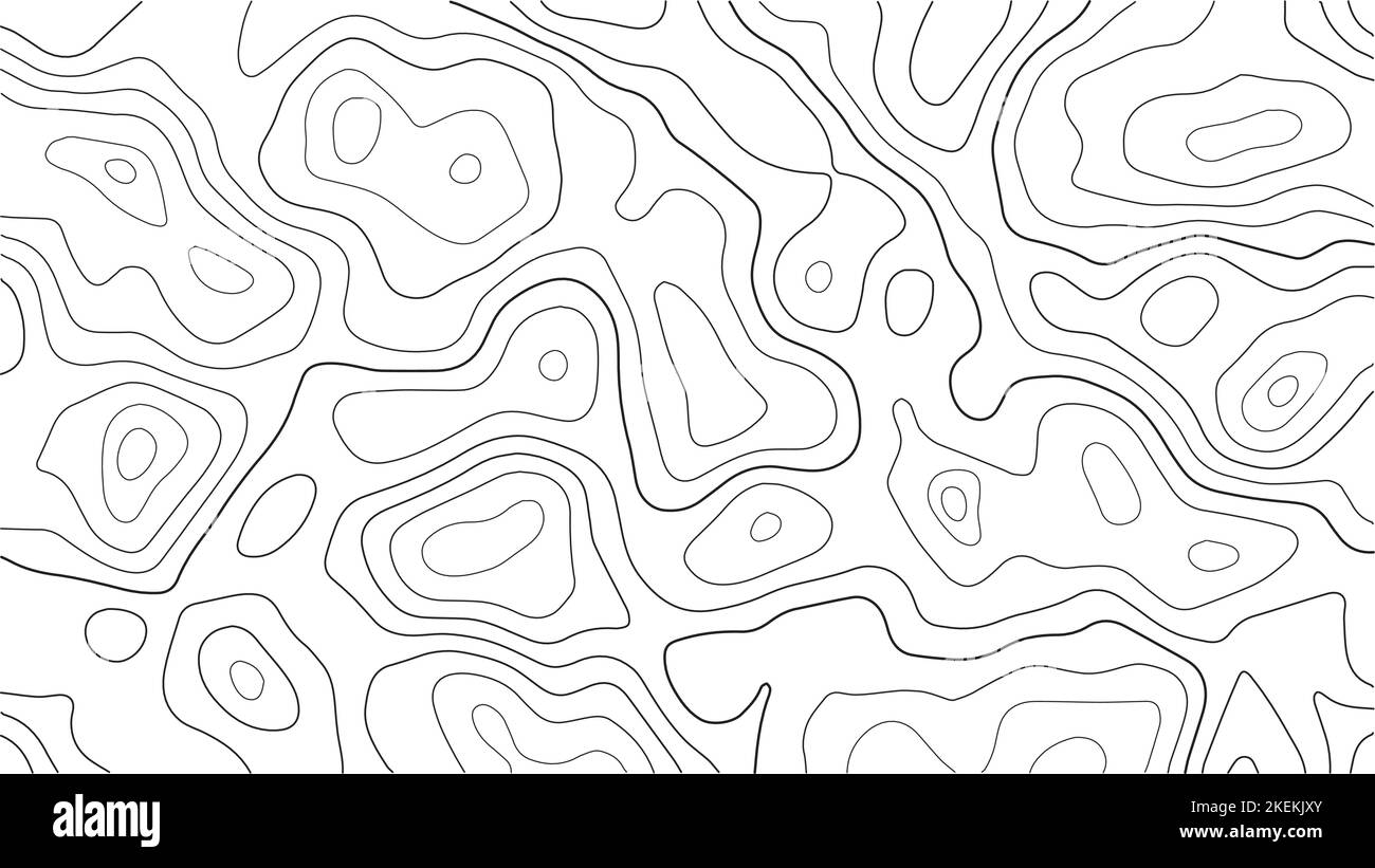 Abstract topographic contour line pattern solid background vector map. Stock Vector