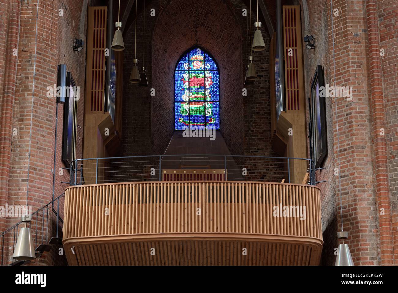 Interior view of the Marktkirche (Market Church) with an colorful