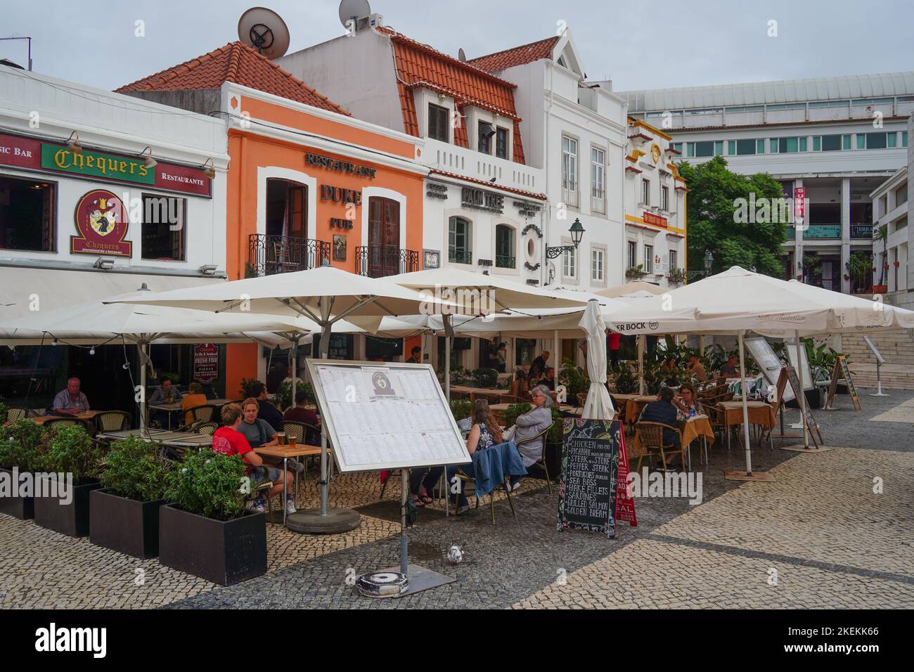 Cascais, Portugal - September 2022: Tourists at local restaurants in Cascais Stock Photo