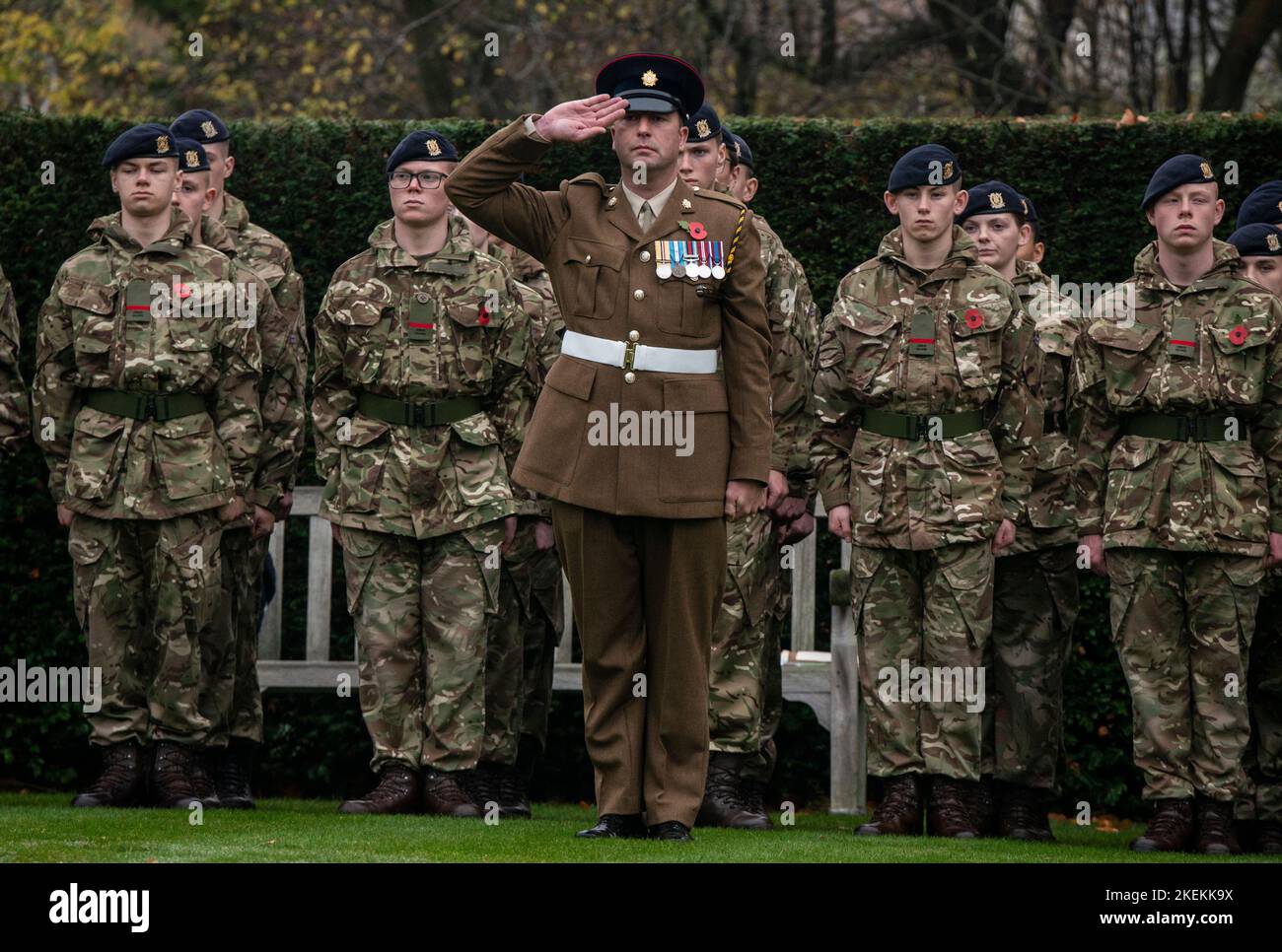 Harrogate, UK. 13th Nov, 2022. A service is being held at the Commonwealth War Graves to mark Remembrance Sunday, with wreaths laid by the Harrogate Mayoress, Andrew Jones MP, members of the Army Foundation College and representatives of the Commonwealth. Picture Credit: ernesto rogata/Alamy Live News Stock Photo