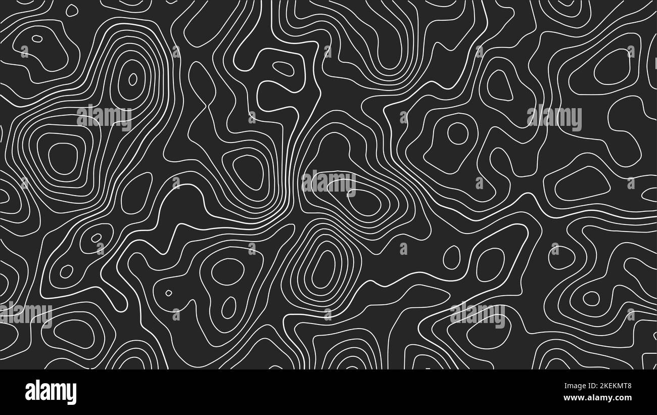 Abstract topographic contour line pattern solid background vector map. Stock Vector