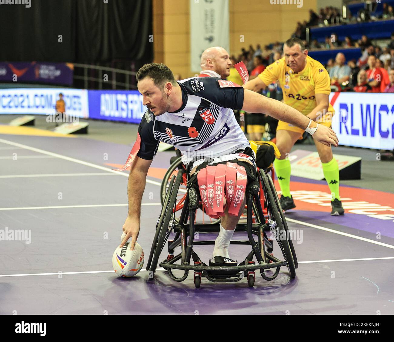 Sheffield, UK. 13th Nov, 2022. Sebastien Bechara of England goes over