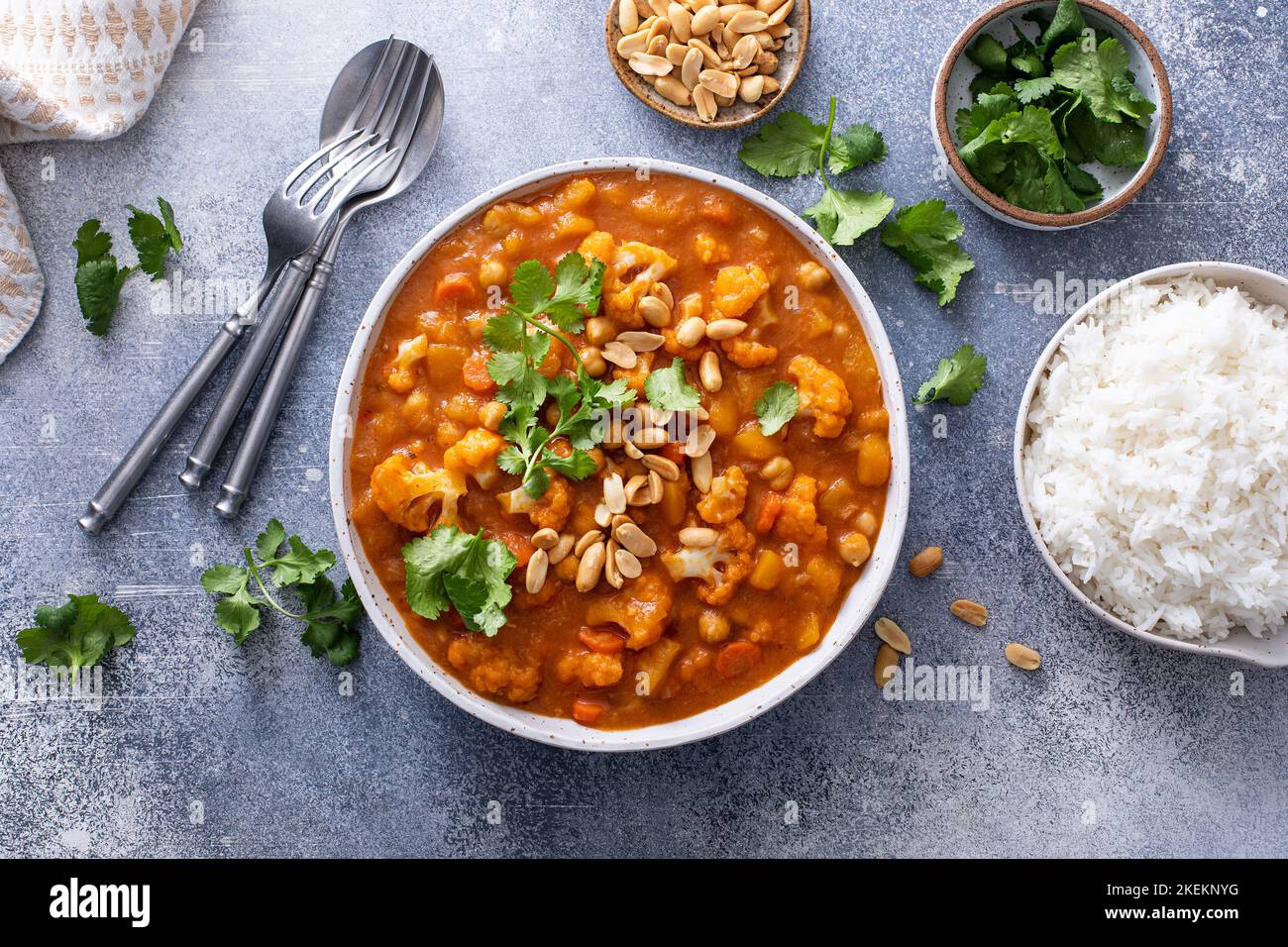 Vegan curry with cauliflower, chickpeas and butternut squash Stock