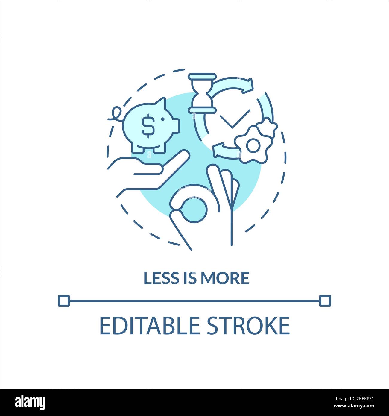 Less is more turquoise concept icon Stock Vector