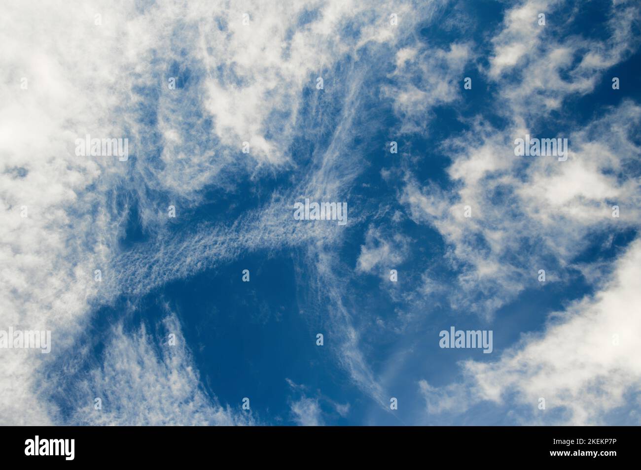 Blue sky and white clouds background for mindfulness and peace Stock Photo