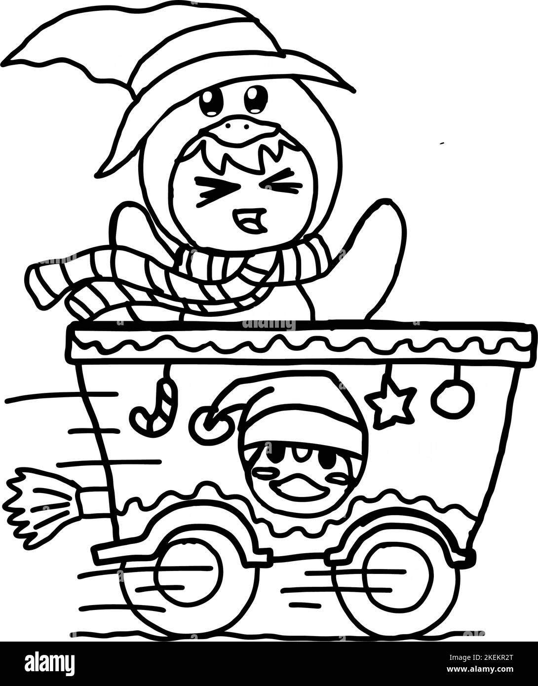 Child in penguin Costume Riding on Train Stock Vector Image & Art - Alamy