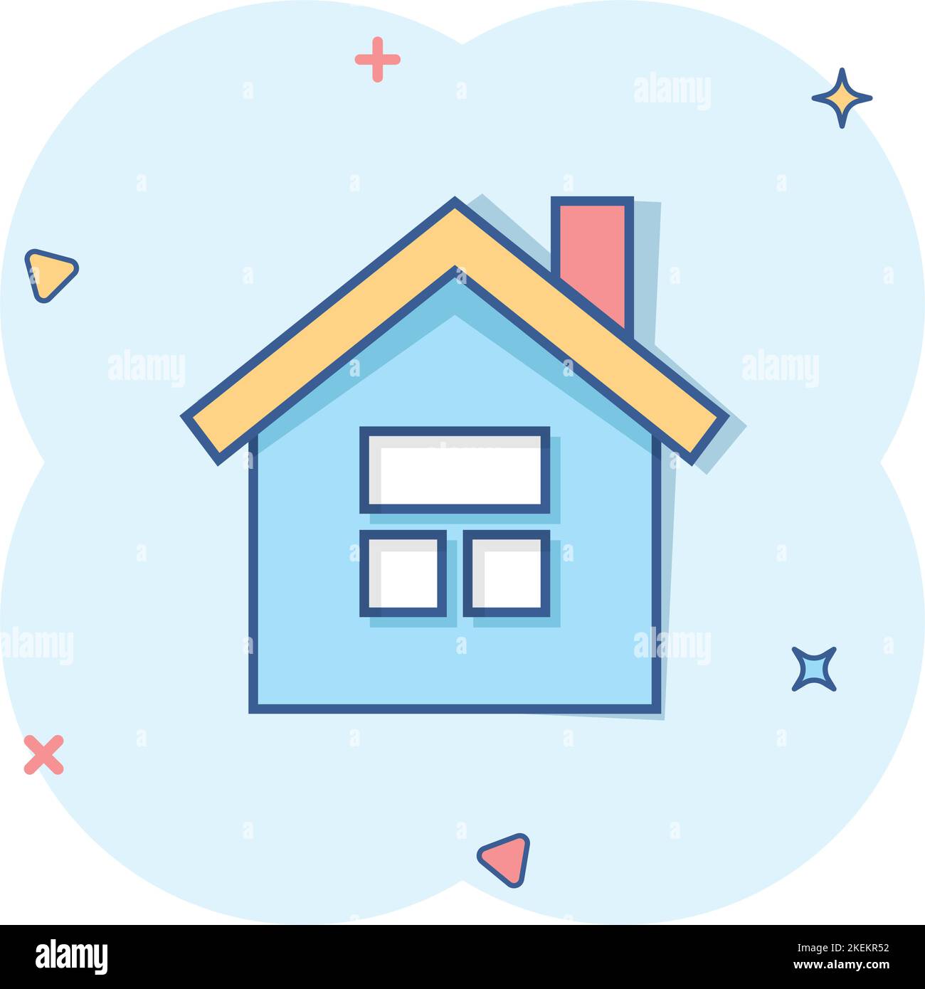 Building icon in comic style. Home cartoon vector illustration on white ...