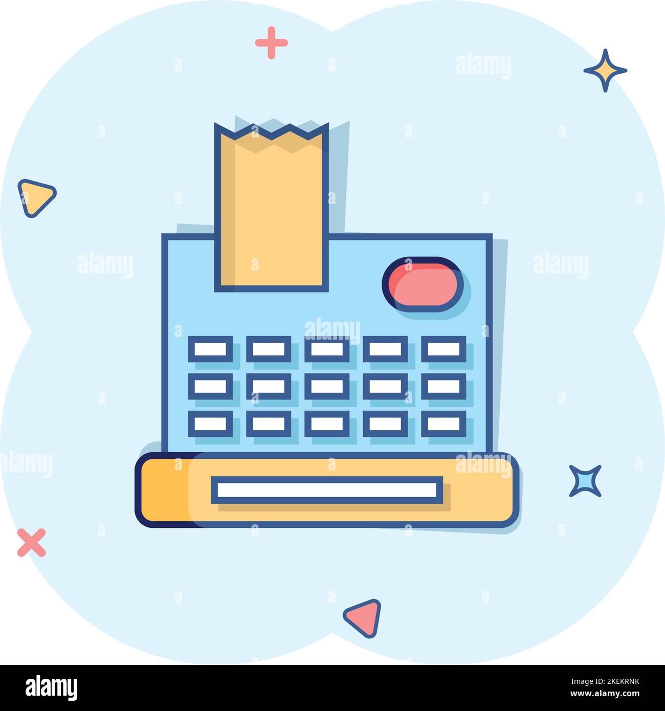 Cash register icon in comic style. Check machine cartoon vector