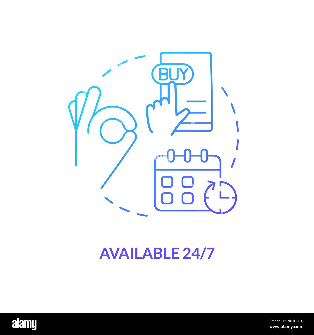 Available hourly blue gradient concept icon Stock Vector