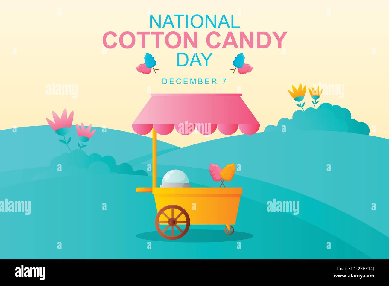 National Cotton Candy Day background. Design with gradient cotton candy