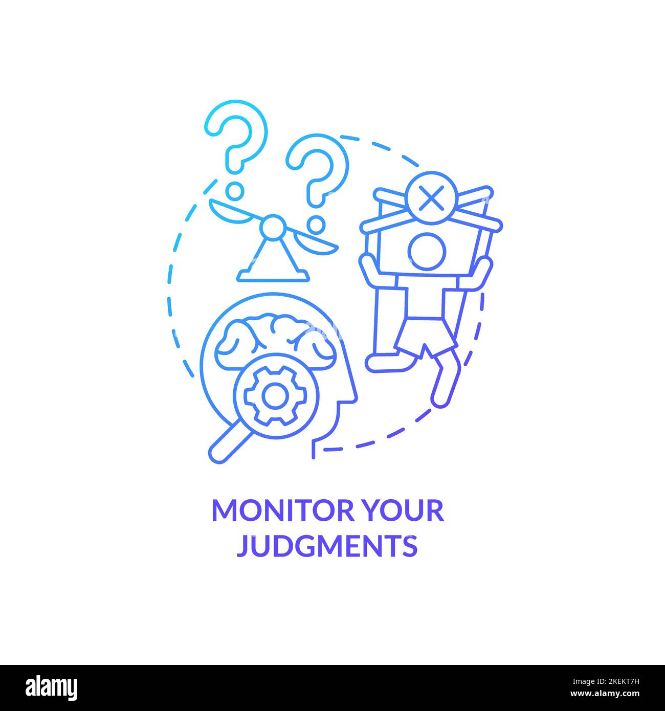 Monitor your judgments blue gradient concept icon Stock Vector
