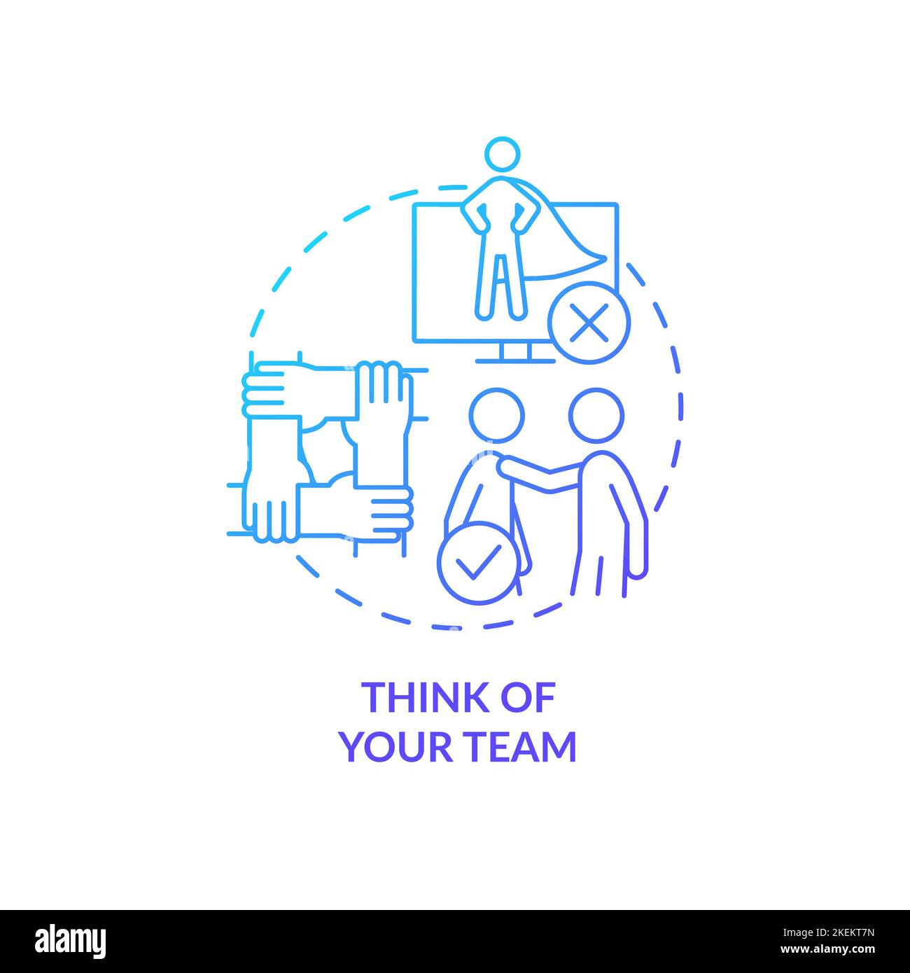 Think of your team blue gradient concept icon Stock Vector