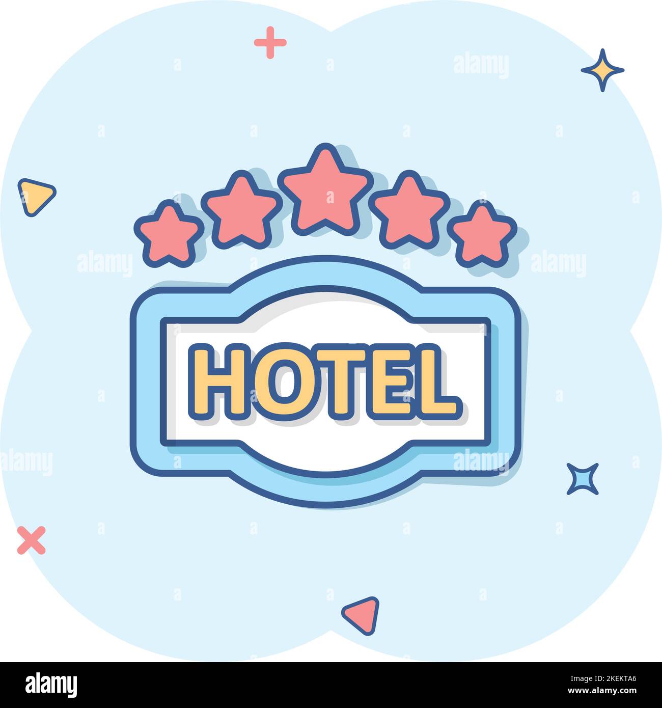 Hotel 5 stars sign icon in comic style. Inn cartoon vector illustration ...